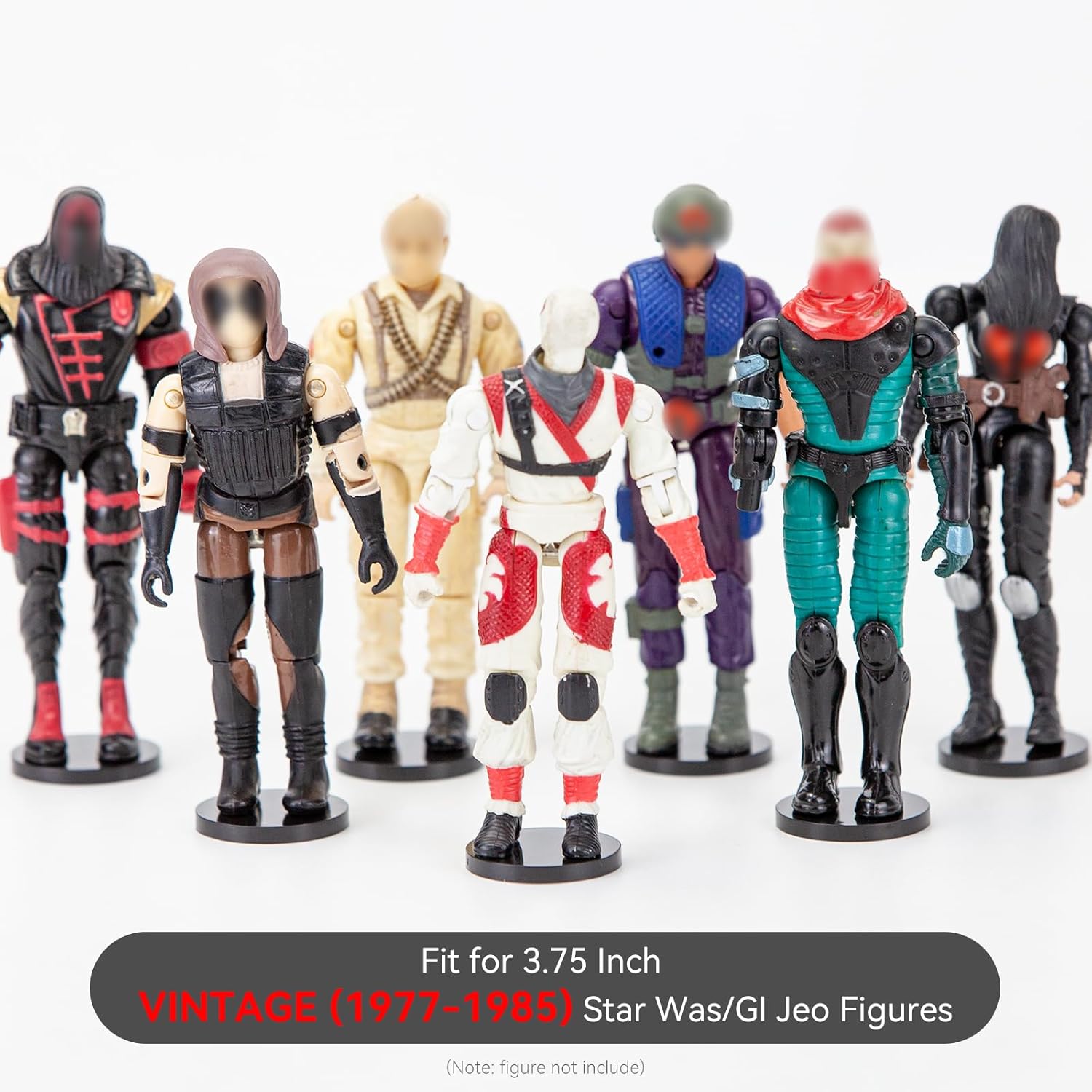 26PCS 3.75 Inch Action Figure Stand, 25mm Figure Model Toy Display Base with Peg, Compatible with 3.75'' VINTAGE (1977-1985) Star Was Action Figures, Black