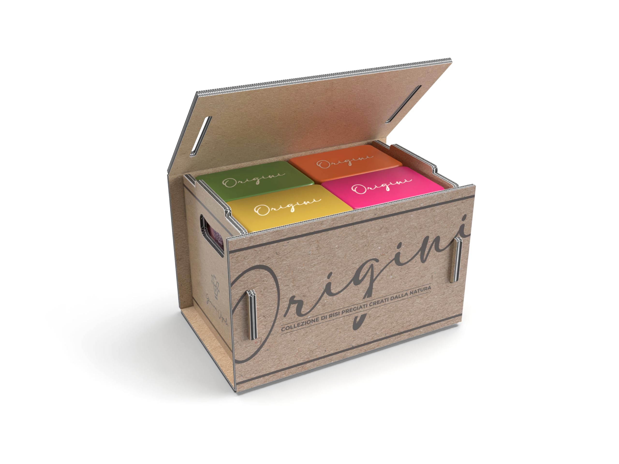 Riso Vignola, Origini, Cofanetto Degustazione Riso, Box Selezione Varietà di Riso Carnaroli e Verelé, Contiene 4 Latte Salvafreschezza da 500gr, Ricettario Incluso