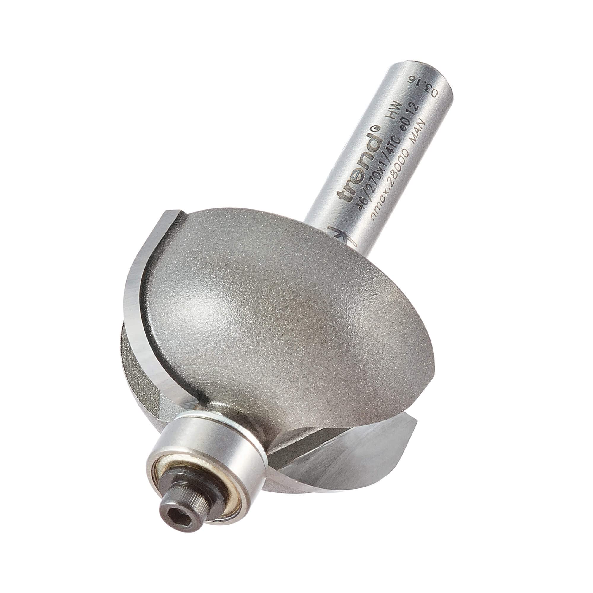 Trend Professional Bearing Guided Cove Router Cutter, 9.5mm Radius, 1/4 Inch Shank, 28.5mm Cut Diameter & 14mm Cut Length