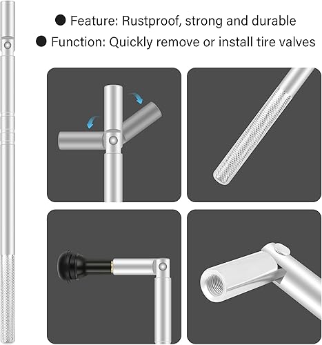Miniatura 4 de OFBAND Kit de herramientas de vástago de válvula de neumático, kit de herramientas profesionales para automóvil con núcleo de vástago de válvula