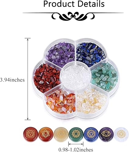 Miniatura 6 de CrystalTears 7 piedras de cristal de chakras, cristales curativos de Reiki naturales, piedras preciosas con símbolo de chakra grabado, kit de Piedra