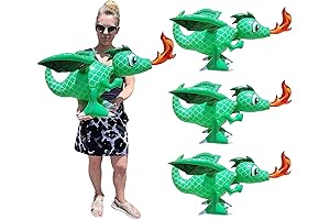 Flying, Hanging and Free Self-Standing 'Fire Breathing' Green Inflatable Dragons Trio: Ideal...