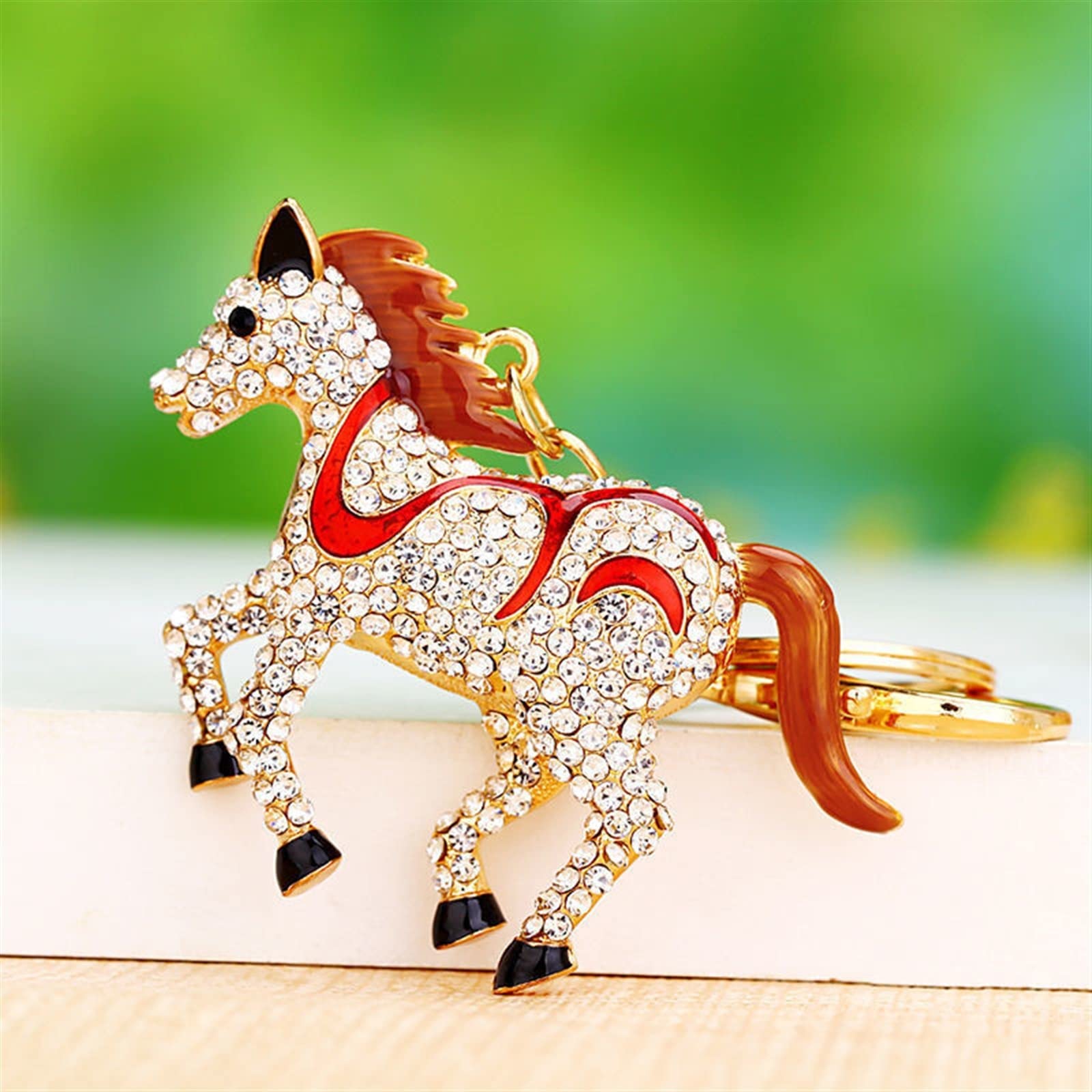 QDDollars Running Horse Keychain For Women - Gold Rhinestone Bohemian Key Ring - View #2