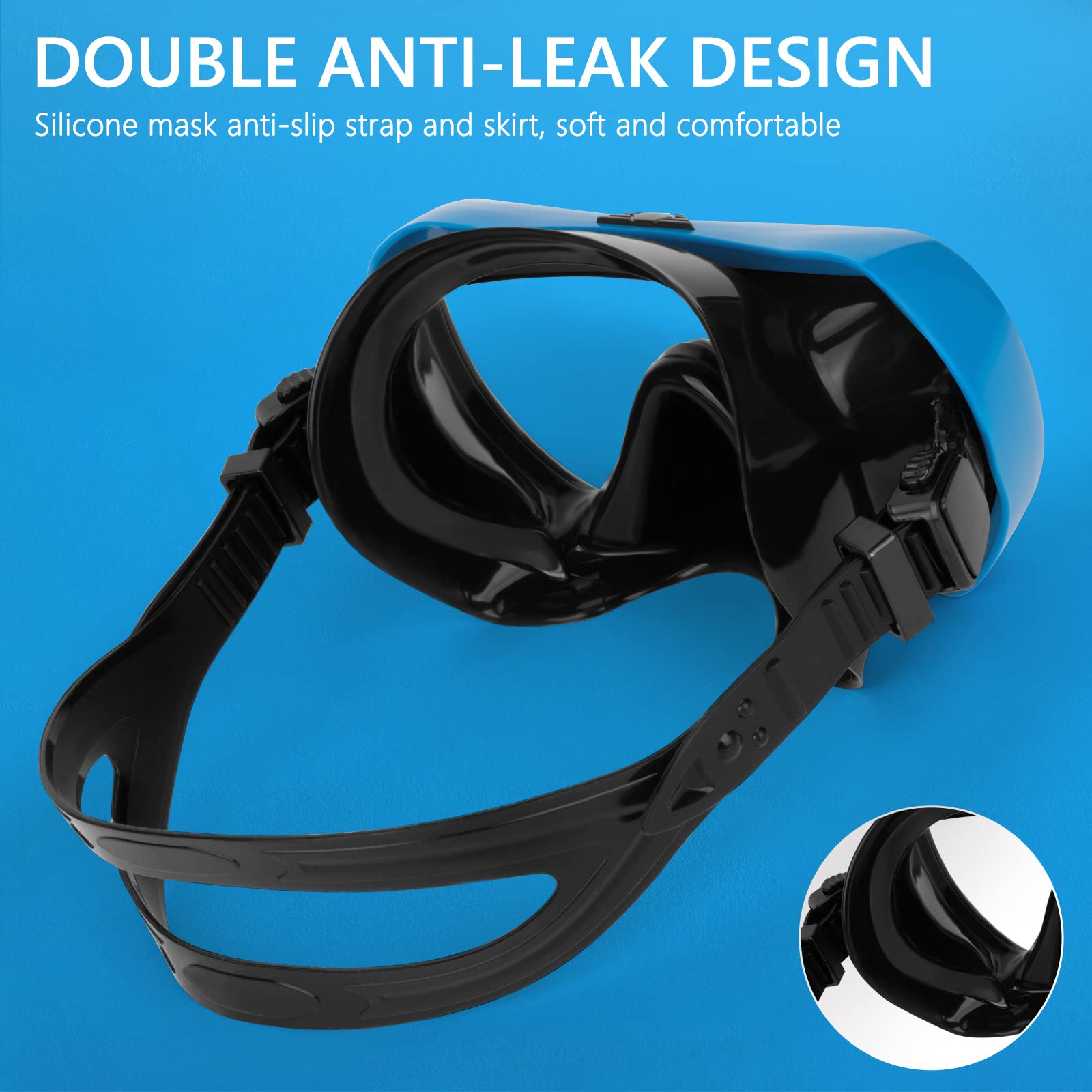 Gafas de natación, gafas de buceo antivaho con cubierta para la nariz, máscara de buceo de silicona antifugas para adultos, máscara de natación de vidrio templado HD de 180 grados para esnórquel con