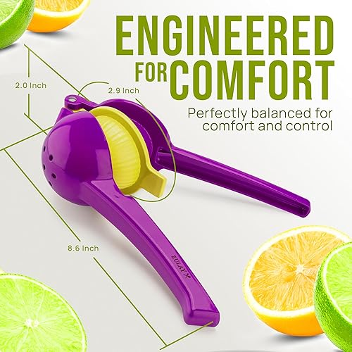 Miniatura 5 de Zulay Kitchen Exprimidor de limón 2 en 1 de metal, exprimidor de mano de extracción máxima resistente, exprimidor de limón que obtiene hasta la