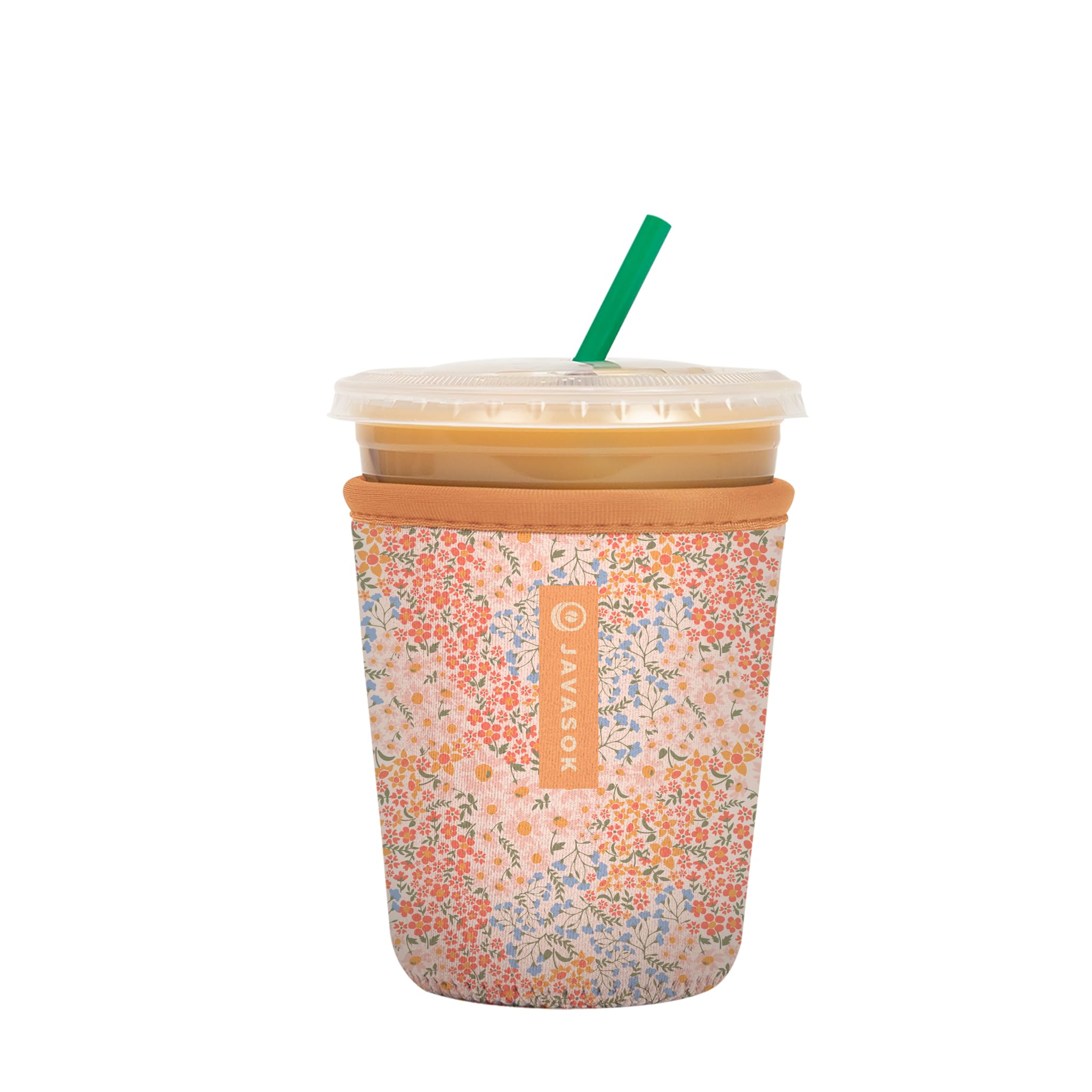 Sok It JavaSok Iced Coffee &amp; Cold Soda Insulated Neoprene Cup Sleeve (Dainty Florals, Small: 16-20oz)