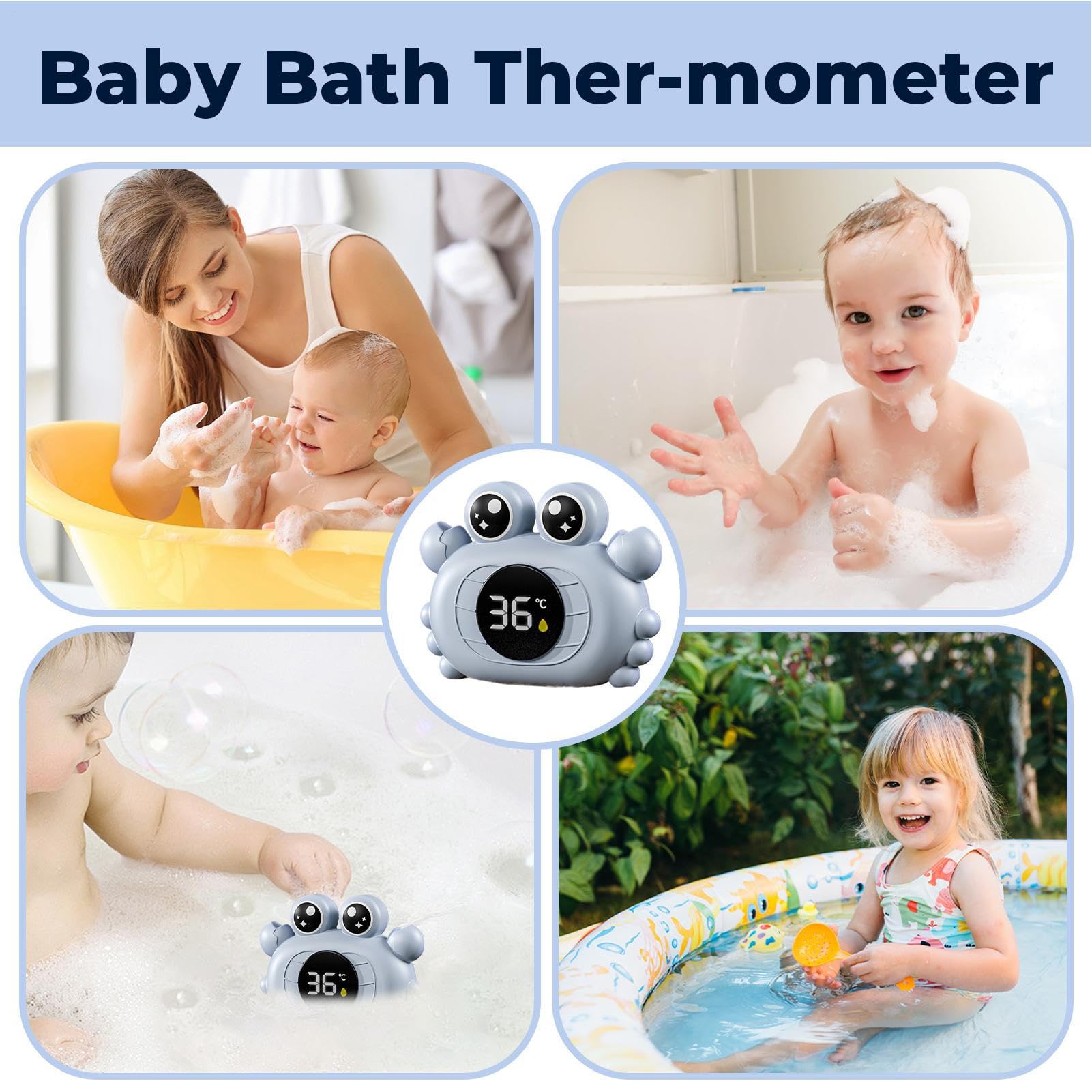 Termómetro De Baño Para Bebé, Termómetro Digital LED Para Bañera Para Bebé, Con Forma De Cang-rejo Y Pato, Flotante Impermeable Para Bañera, Para Piscina Y Spa