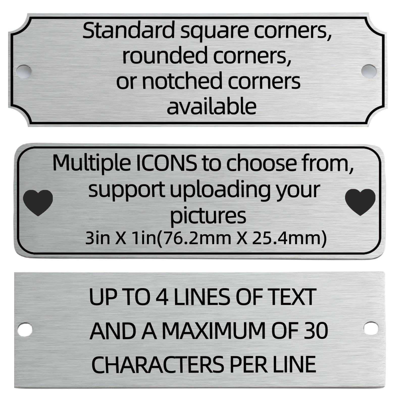 QIPAN Custom Engraved Metal Name Plate,Personalized Name Plaque,Thickened Brushed Metal Custom Laser Engraving Plaques with Adhesive or Hole(with screws) (Large, Small)
