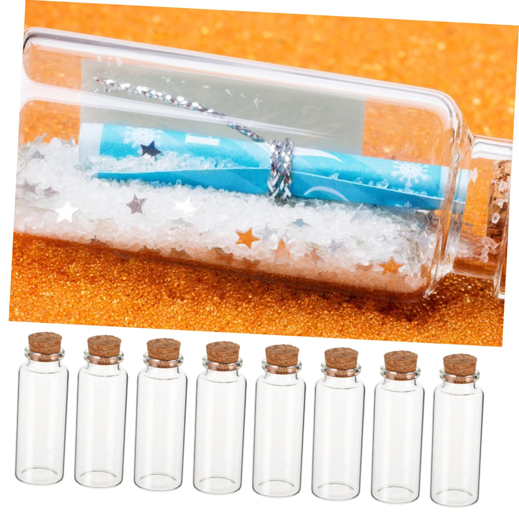 ULTECHNOVO 50 Pièces Flacons Verre Transparent avec Bouchons Liège Souple Ouverture Mini Pots Verres Étanches pour Notes Souhaits et Décorations DIY