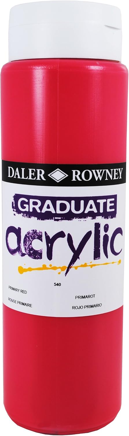Daler Rowney Graduate Acrylic Paint, Plastic Bottle, 16.91oz - 500 ml, Primary Red