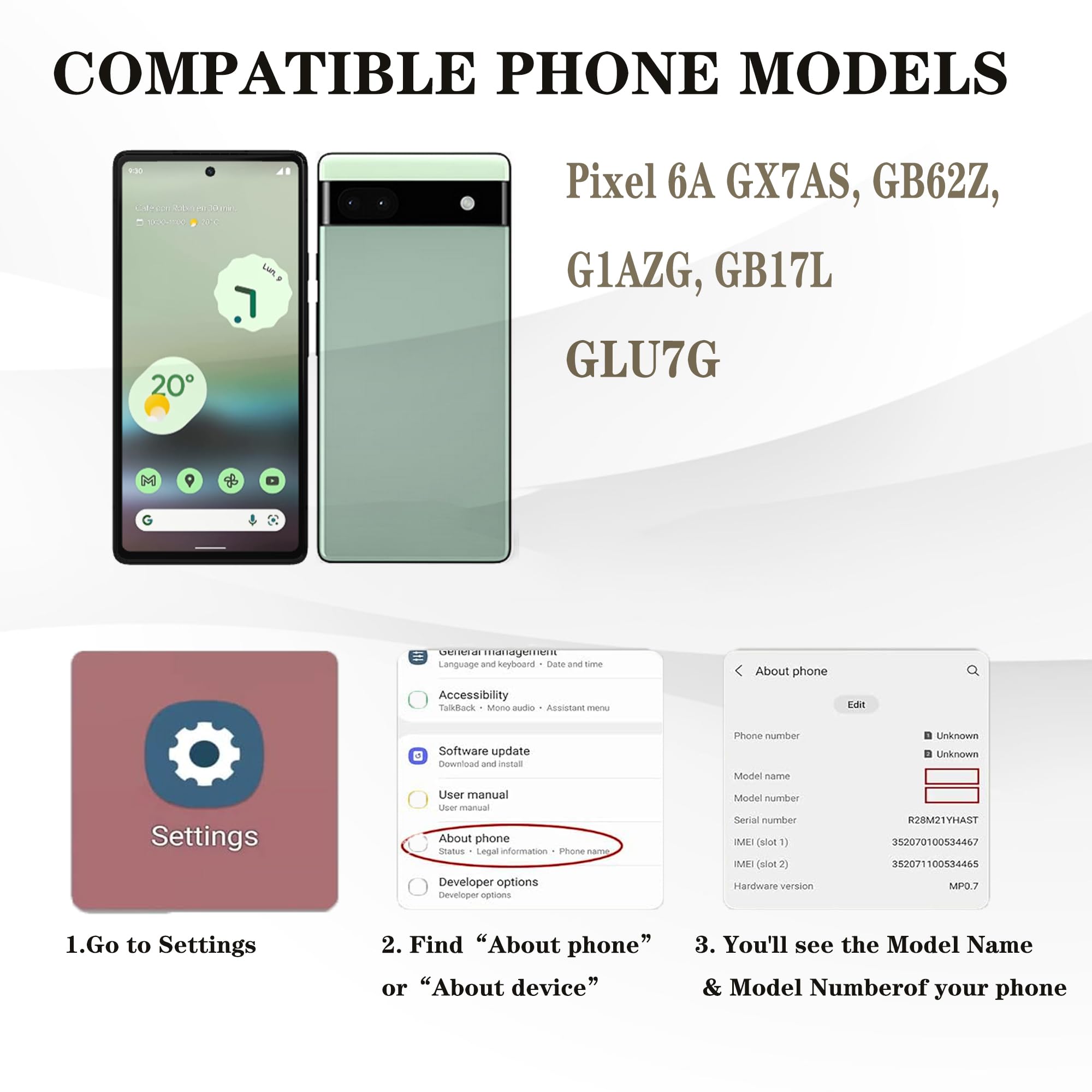 GLU7G Replacement Battery for Pixel 6A,Rechargeable 0 Cycle Battery Compatible with Google Pixel 6A GX7AS GB62Z G1AZG with Repair Tool Kits