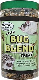 Bug Blend - Healthy High-Protein Dried Insect Treat - Crickets, Mealworms, Grasshoppers - Sugar Gliders, Hedgehogs, Squirrels, Chickens, Skunks, Opossums, Marmosets, Parrots, Birds (3.4 oz.)