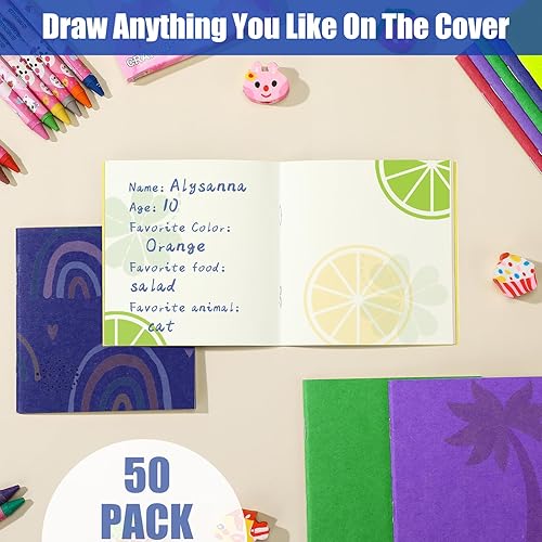 Miniatura 2 de Thenshop Paquete de 50 mini cuadernos de papel kraft de bolsillo a granel de 4 x 4 pulgadas, cuadernos de notas con notas de puntos, bloc de notas