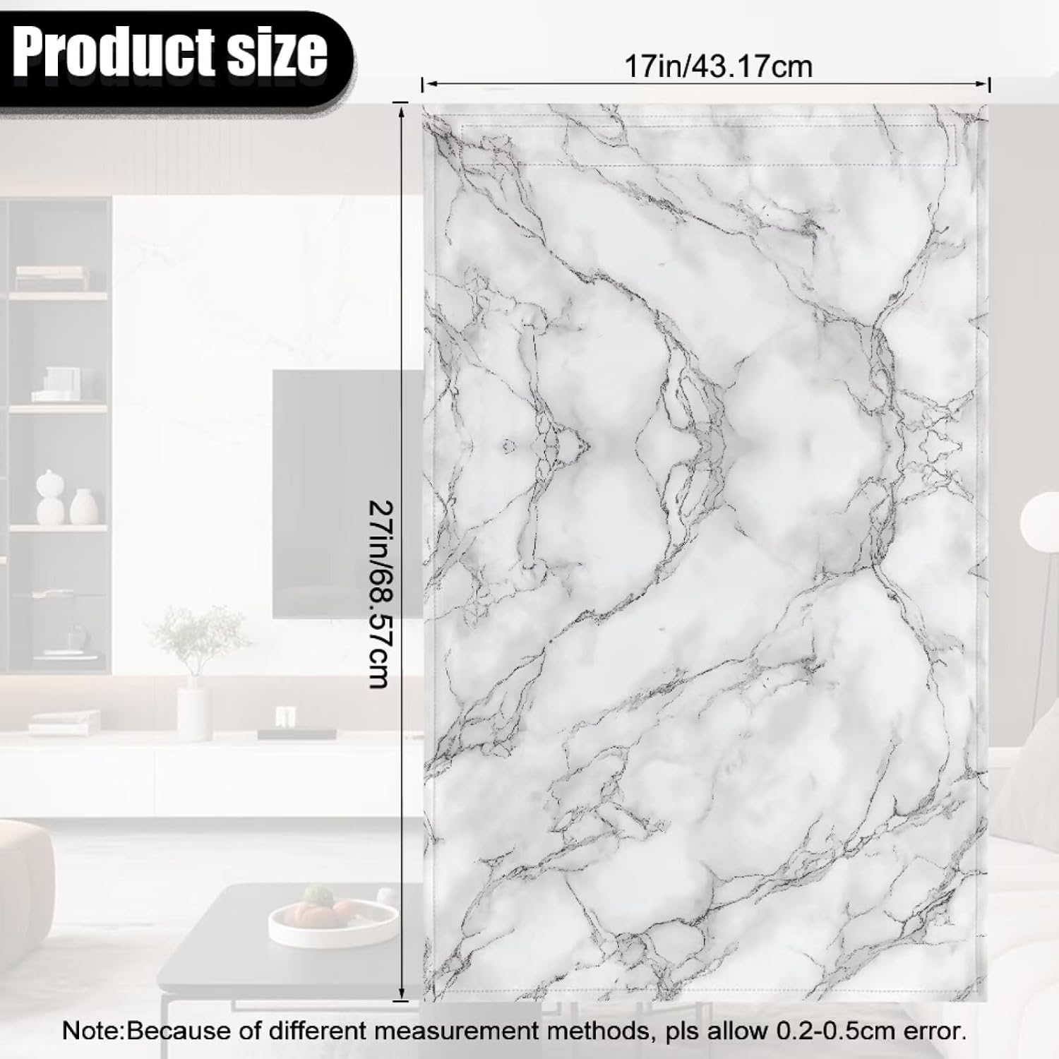 White Marble Print Non Slip Headrest Cover for Furniture Slipcovers, PU Headrest Protector for Recline Chair, Theater Seat Cover for Home 17x27 in, 3 PCS