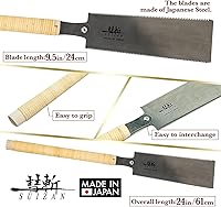 Vista 2 de SUIZAN Ryoba Sierra de Doble Filo 9.5" Versión de Ensamblaje - Sierra de Tracción Manual Japonesa Profesional Herramienta para Carpintería