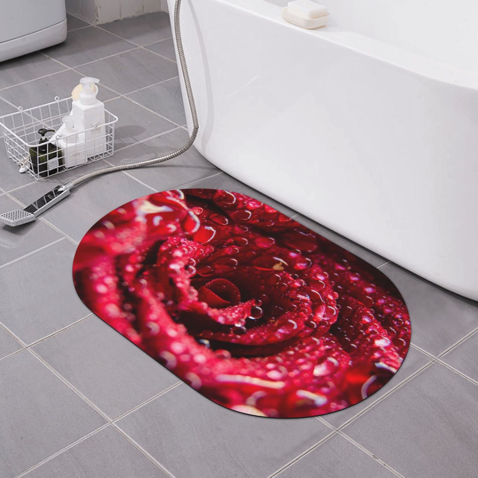 Tapis de salle de bain rose rouge pour sortie de douche