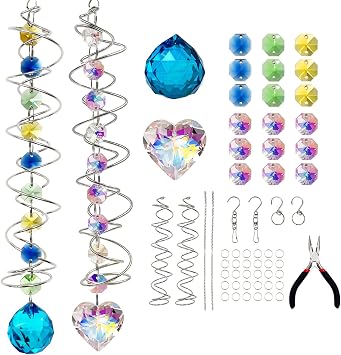 SNAIL GARDEN 2 Pack Gazing Ball Spiral Tail Making Kits with 360 Rotatable Hooks, DIY Suncatcher Kit with Pliers, Suncatcher Kits for Adults, DIY Craft for Home Decor, Hanging Ornaments