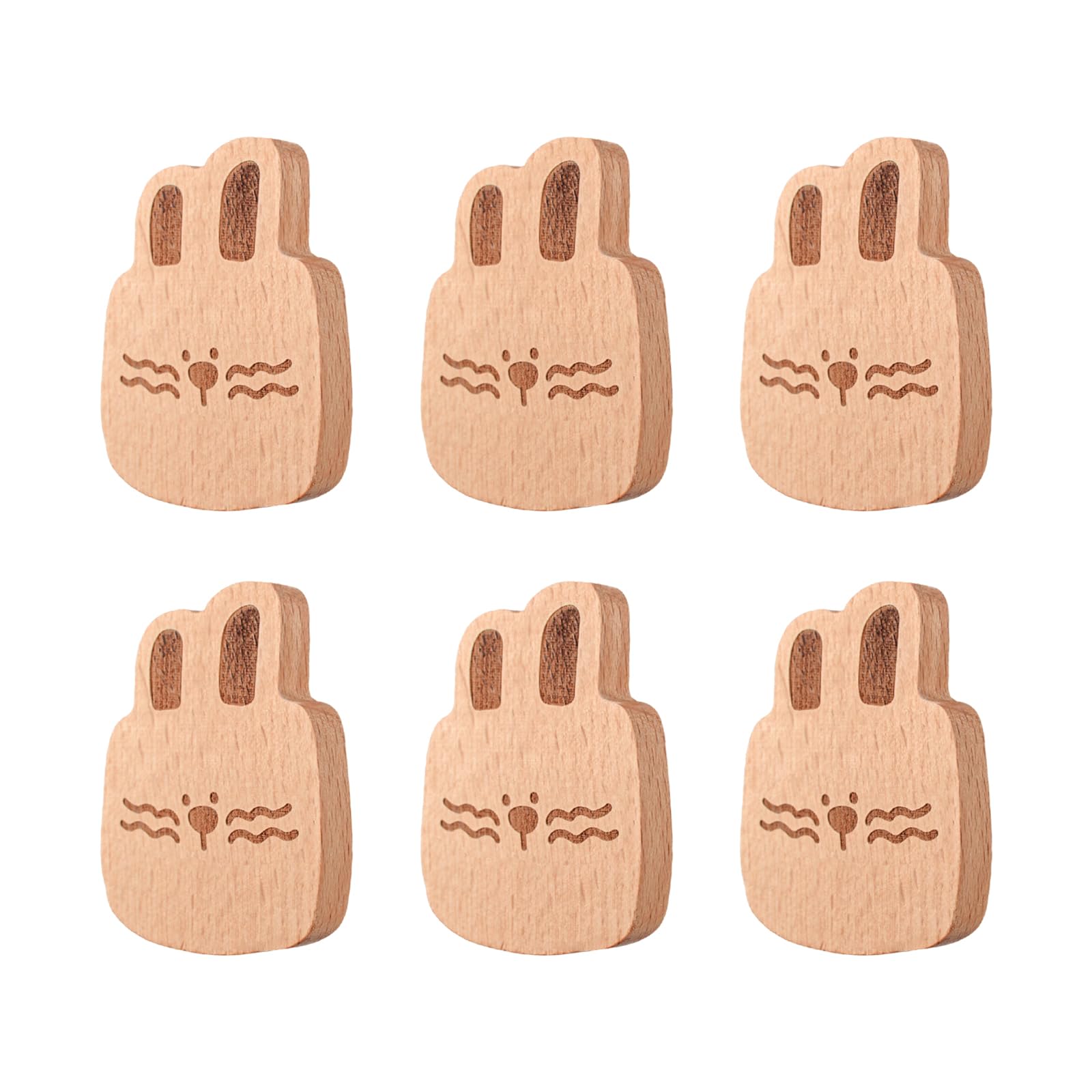 MOROBOR 6PCS Party Bunny Shaped Wooden Knobs Single Hole Beech Wood Handles Wood Cupboard Cabinet Handles Knobs for Chest of Drawers with Screws& Expansion Tube — image 1