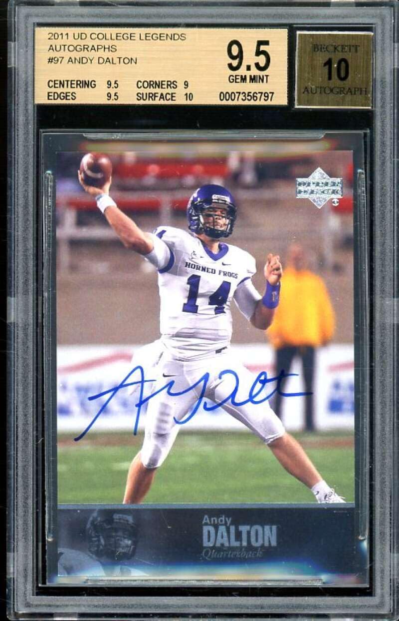Andy Dalton Rookie Card 2011 UD College Football Legends Autographs #97 BGS 9.5