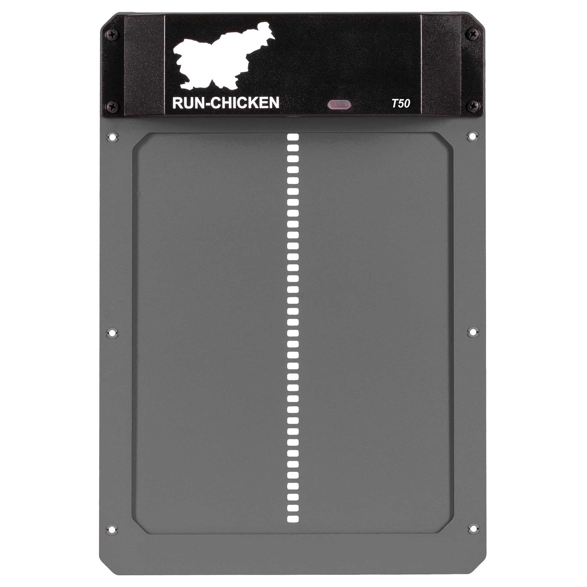 Run-Chicken T50 Grise, Porte Automatique en Aluminium Durable et résistante aux intempéries. avec Fonctions intelligentes, Elle protège Vos volailles et Assure Un Fonctionnement fiable Toute l’année.