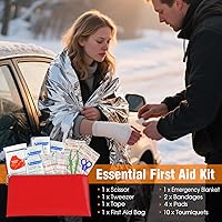 Vista 7 de Emergency Car Kit,Roadside Emergency Tool Kit for Vehicle Truck with Air Compressor Jumper Cable First Aid Kit,Winter Auto Road Side Kit Women Men