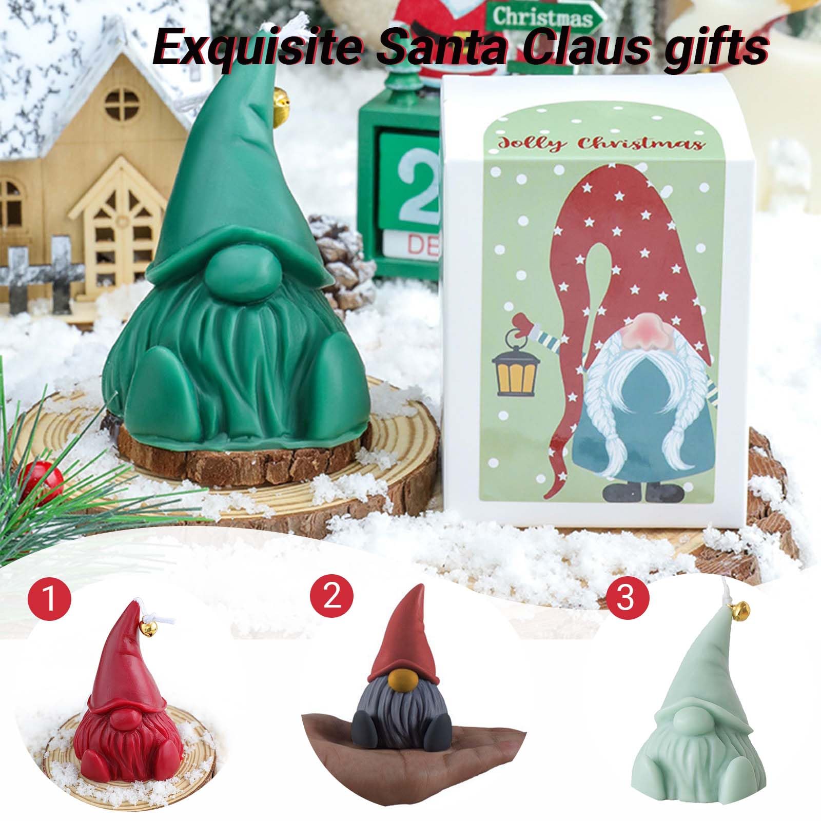 3 Stück Weihnachtsmann-Silikonformen – Für Kerzen, Seife & Harz, 3D Wichtel-Design