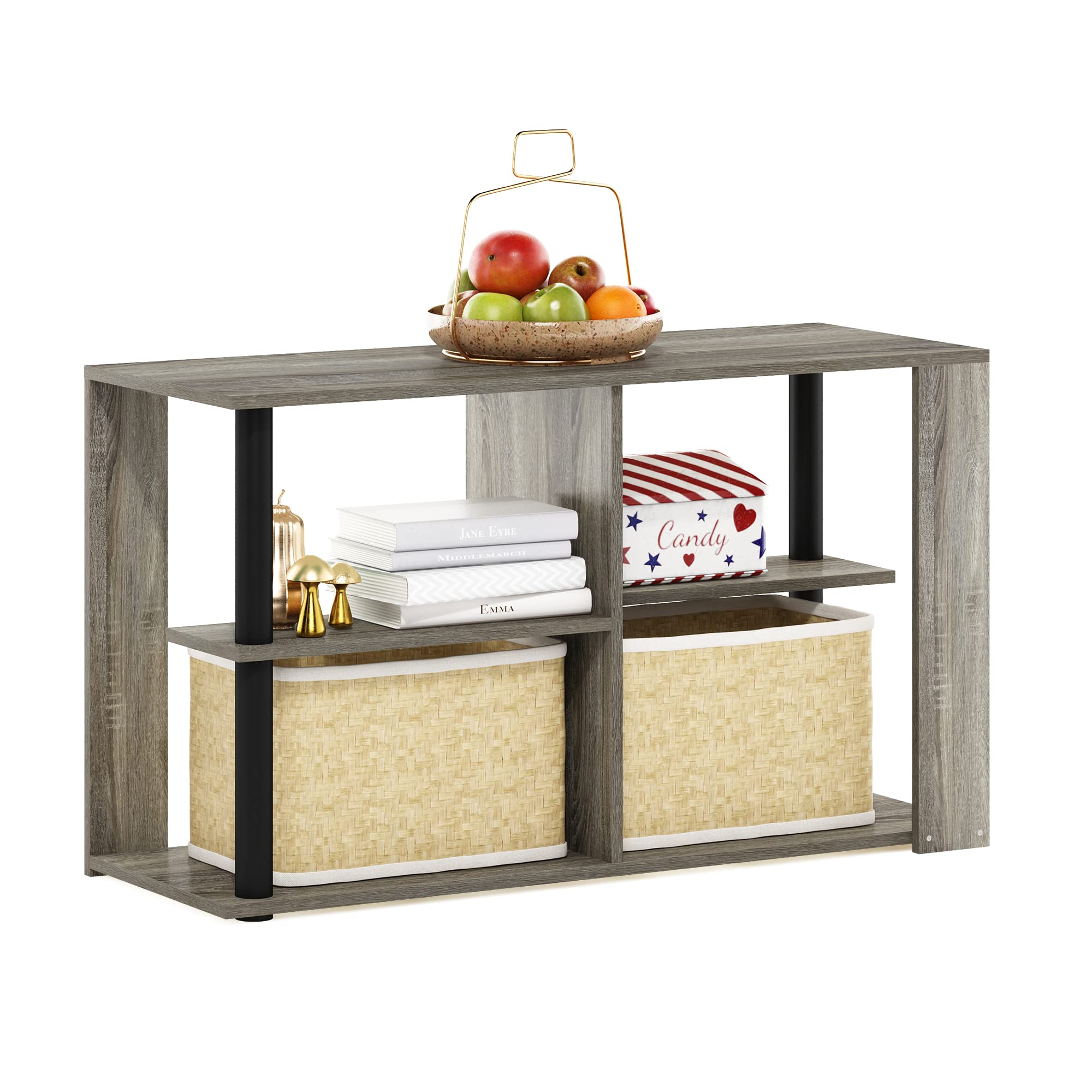 Furinno ROMAIN Coffee Table, 3-Tier Modern Coffee Table with Open Shelf, Side Table, for Living Room, Bedroom, Home Office, French Oak