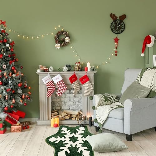 Miniatura 4 de YRXRUS Alfombra de baño de copo de nieve de Navidad, decoración de Navidad, tapete con forma de nieve verde y blanca, sala de estar, dormitorio,
