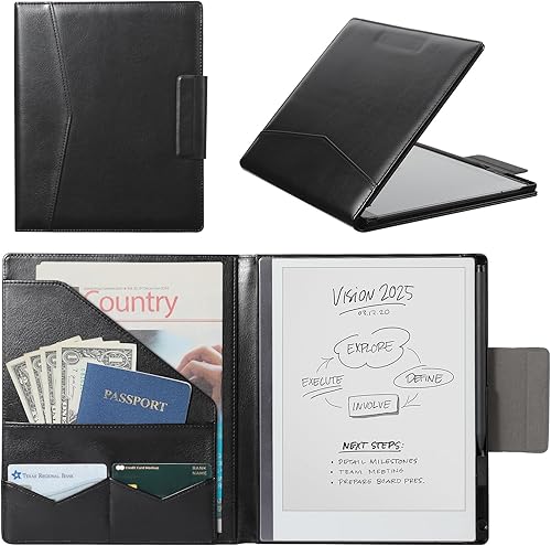 CoBak Funda de cuero sintético de primera calidad para tableta Remarkable 2 de 10.3" (2020) - Diseño de carpeta, carcasa dura delgada con soporte