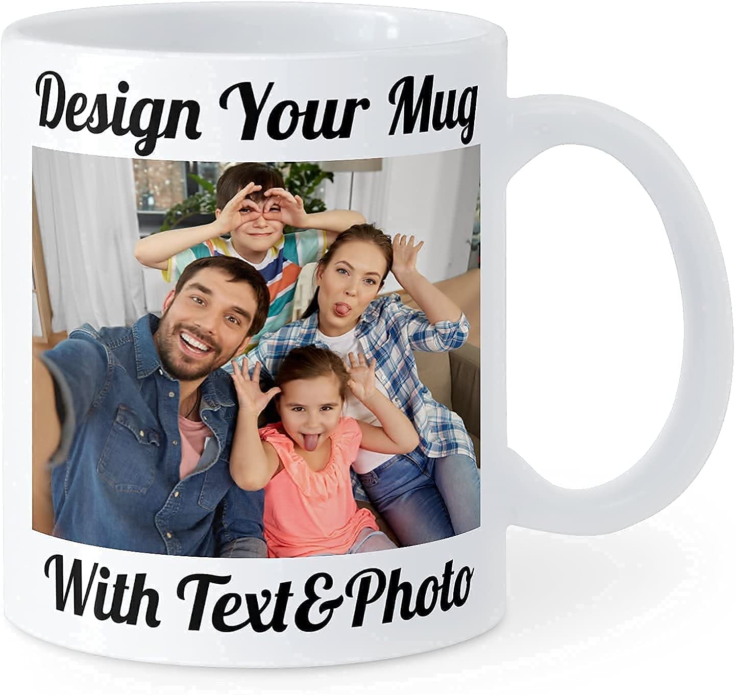LAMFCustom Photo Mug w/Any Photo & Text, Free Printing, 11 oz. Personalized Mugs, Valentines Day Gifts, Personalized Gifts for New Year 2022 Coffee Mug, White, 1 Count (Pack of 1) 904