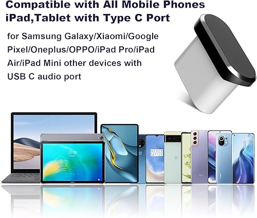 Miniatura 7 de Paquete de 5 tapones de puerto USB tipo C antipolvo para iPhone 16 15 Pro Max Plus iPad, puertos USB C con clip antipérdida, tapones antipolvo tipo