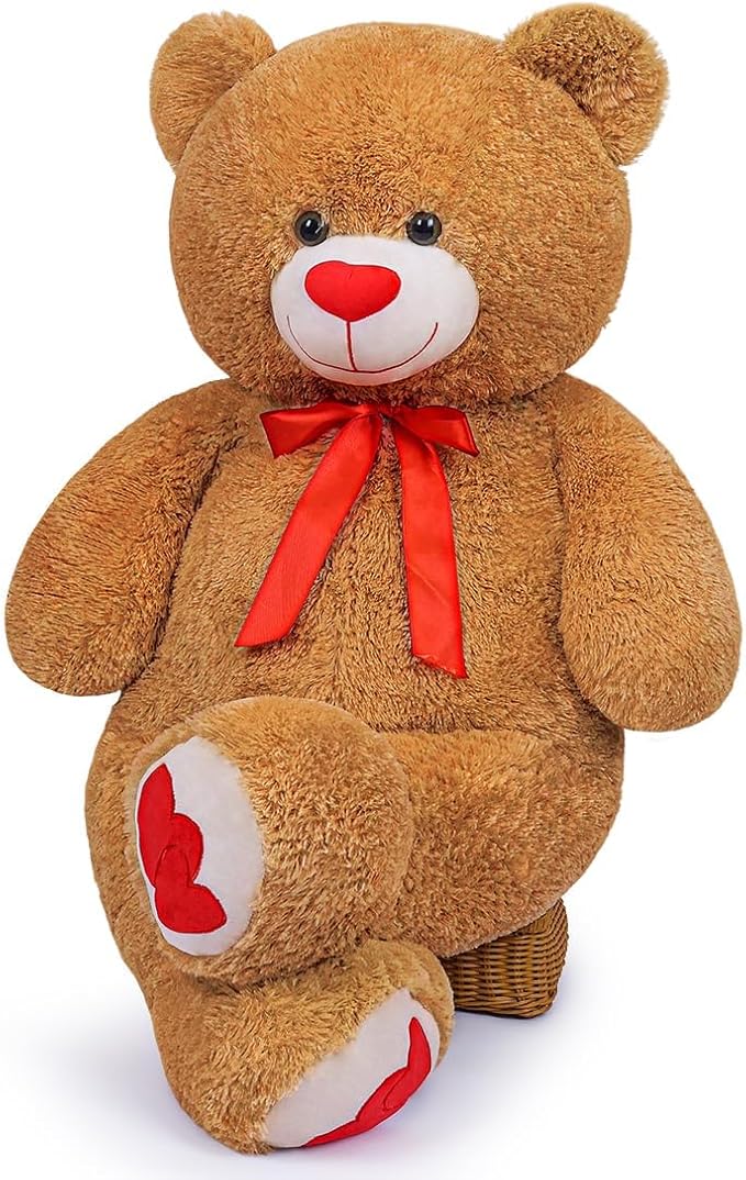 Oso de Peluche Gigante Marrón 110 cm con Corazón Rojo miniatura 3