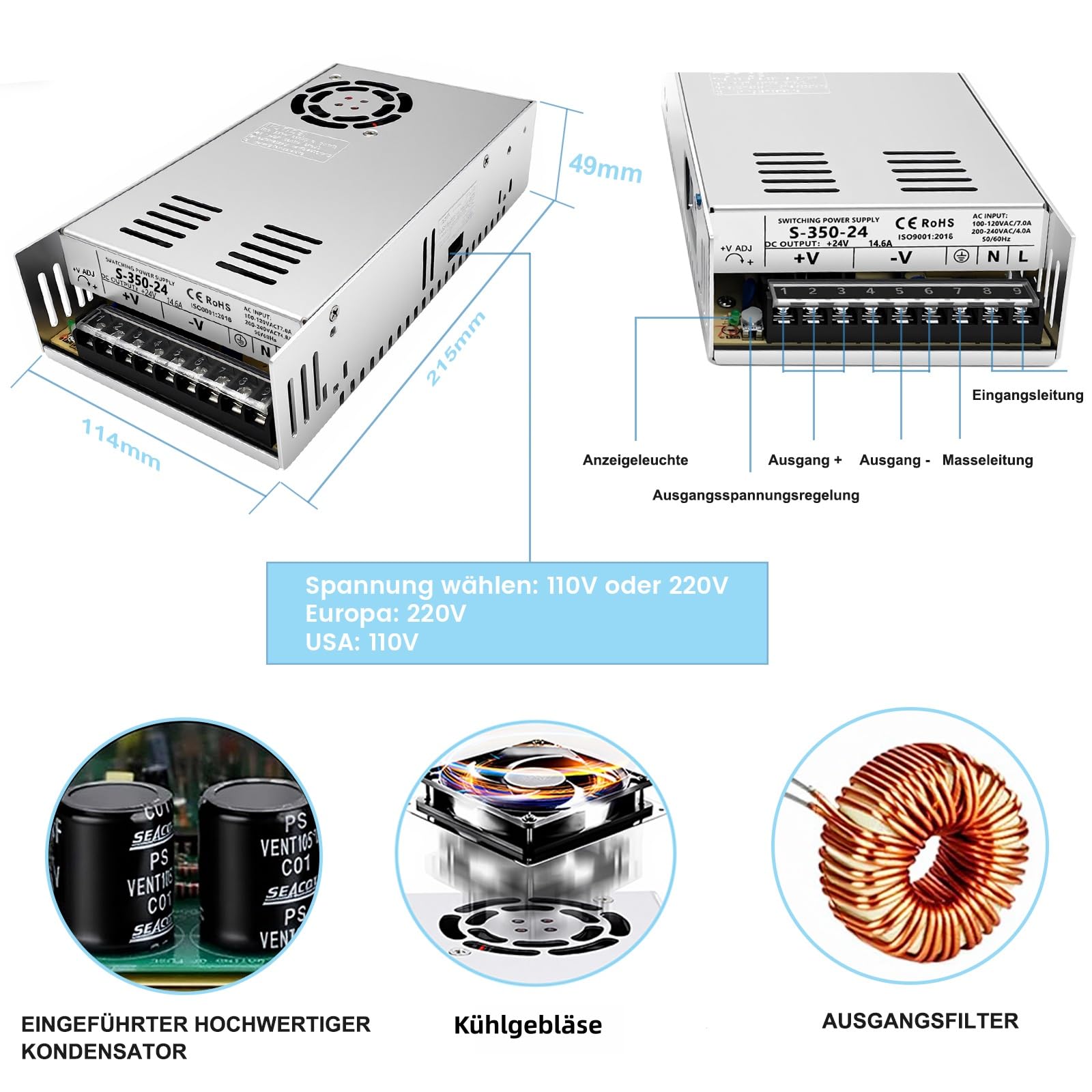 Nema 23 Kit motore passo-passo con 3 pezzi Nema23 57 mm 3 Nm stepper motore stepper e driver DM556 e 1 alimentatore da 350 W 24 V e scheda di controllo Mach3 CNC per macchine per incisione, set di