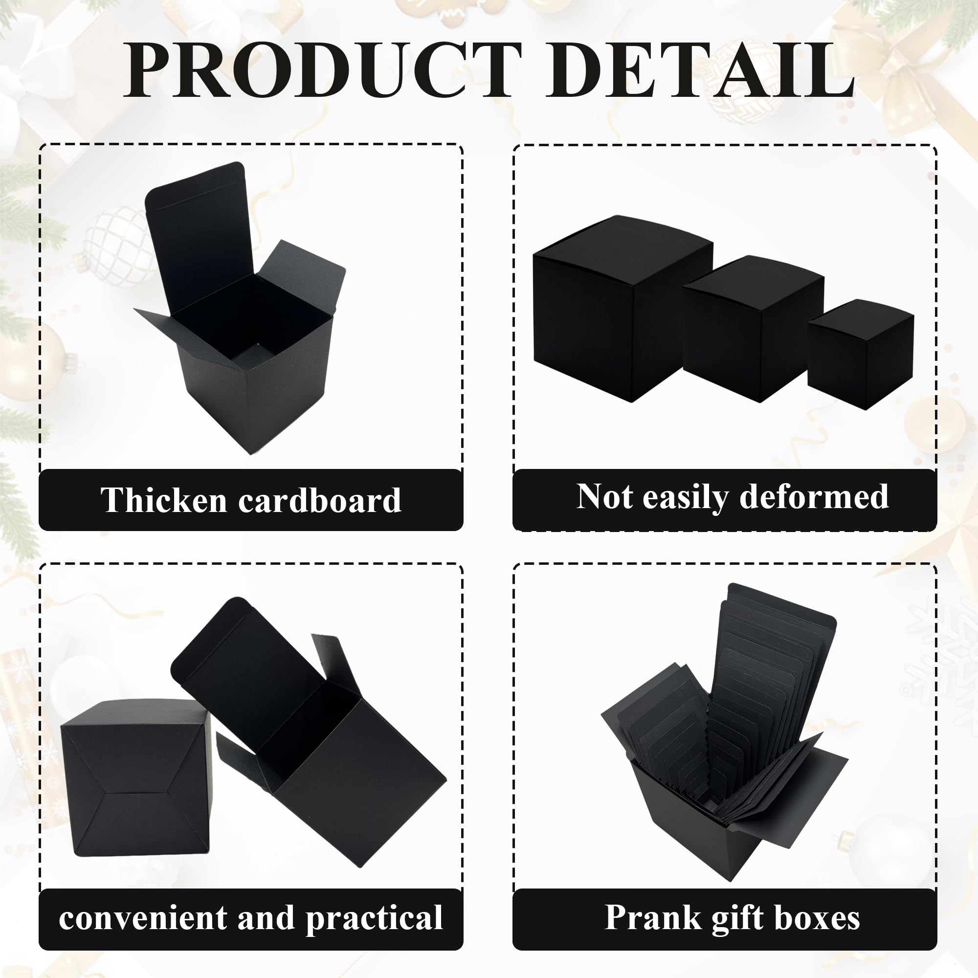 Ketifertic 13PCS Black Surprise Nesting Boxes, Prank Gift Box Assorted Sizes, Funny Gag Gift for Birthday Party Weddings Halloween Anniversaries Christmas Holidays, 1.2-5.9 Inch