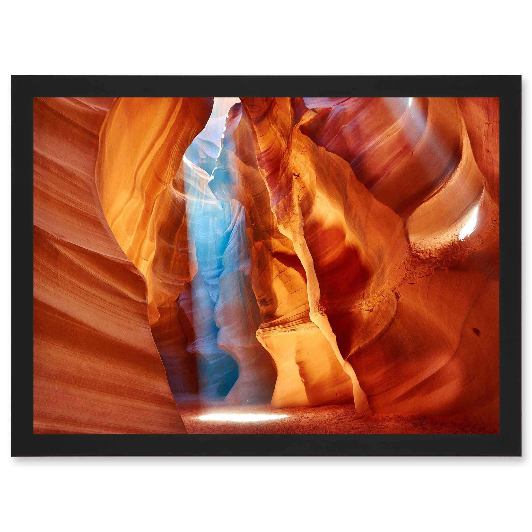 Artery8 Photo Geology Antelope Canyon Arizona Nature God Rays Artwork Framed Wall Art Print A4