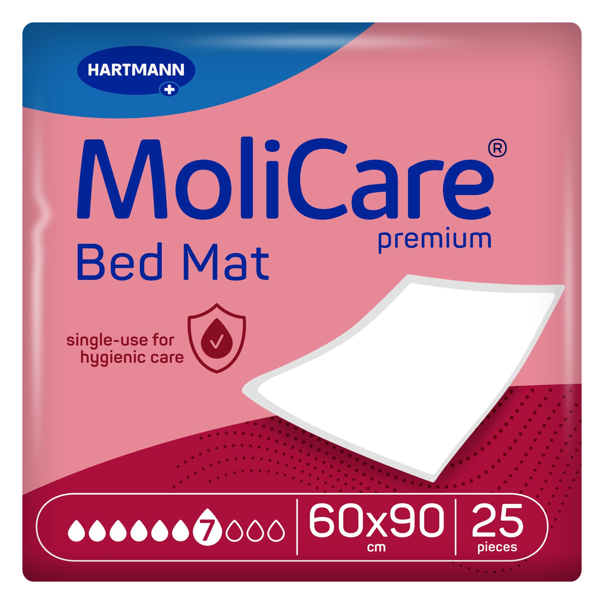 MoliCare Premium Bed Mat, Disposable Incontinence Bed Pads, Underpad, Bed Mat, Mattress Protector, 7 Drop, 60x90cm, 25 Mats