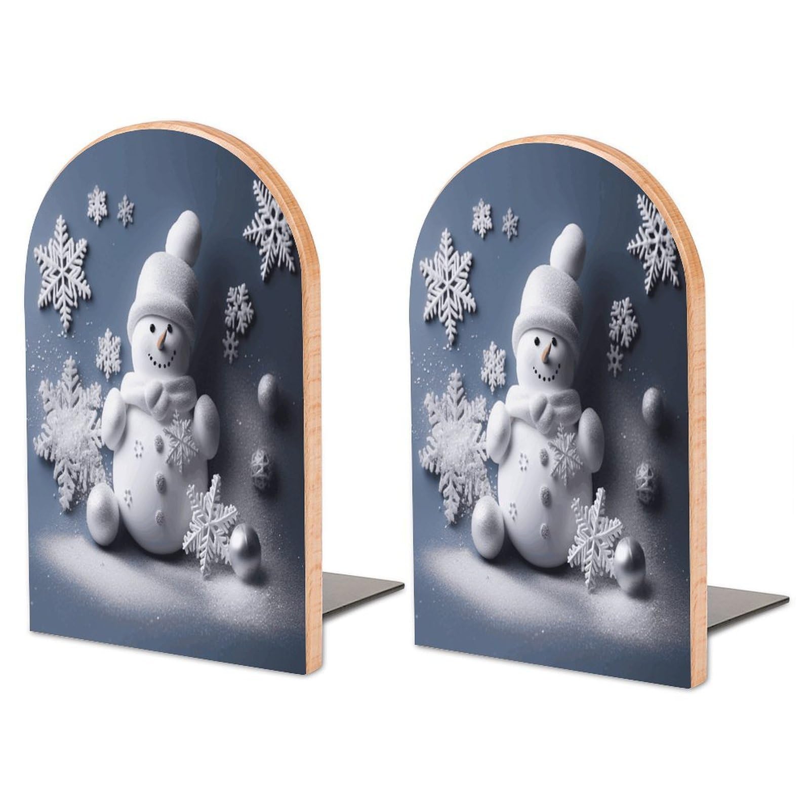 Soporte grande para libros de madera y metal con acabados artesanales de copos de nieve