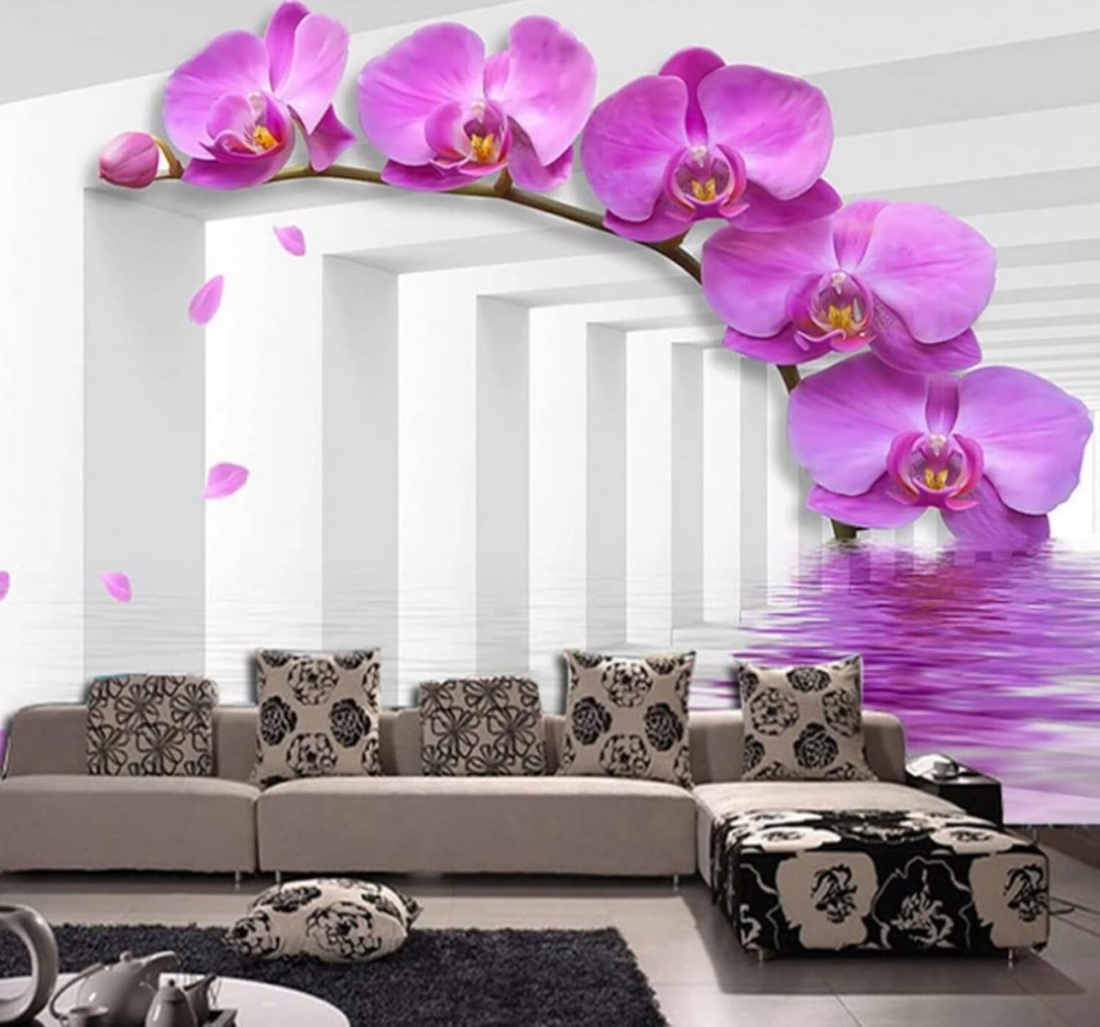 XLMING Three Dimensional Geometric Architecture Flowers Reflections 3D Wallpaper Luxury Home Dining Decor Paste Sofa Living Room The Wall for Bedroom Mural-400cm×280cm
