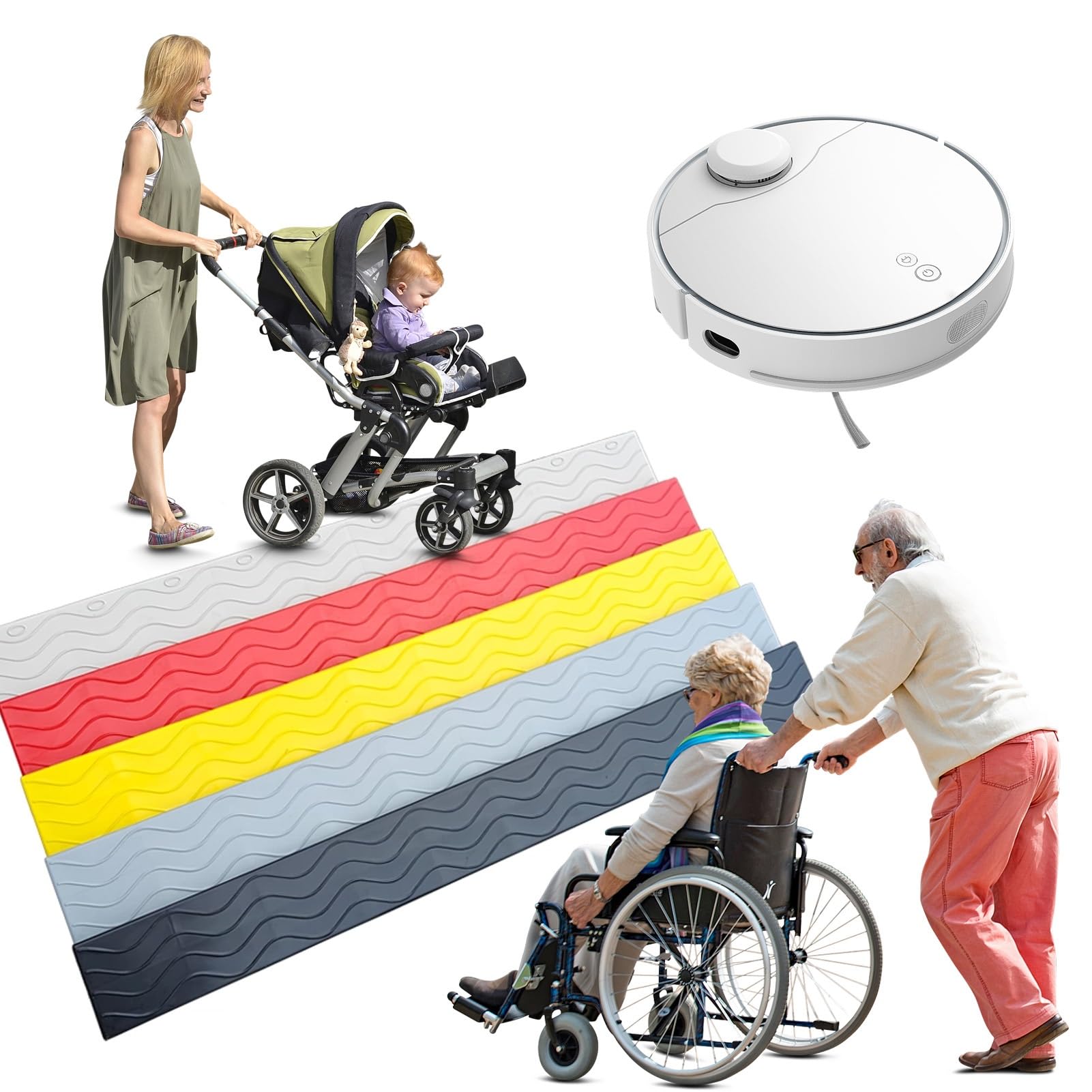 Rampa de umbral para sillas de ruedas, rampa de acceso de 10,5 cm de altura para puertas, ideal para barrer robots y equipaje, dimensiones 100 x 10 x 3,5 cm