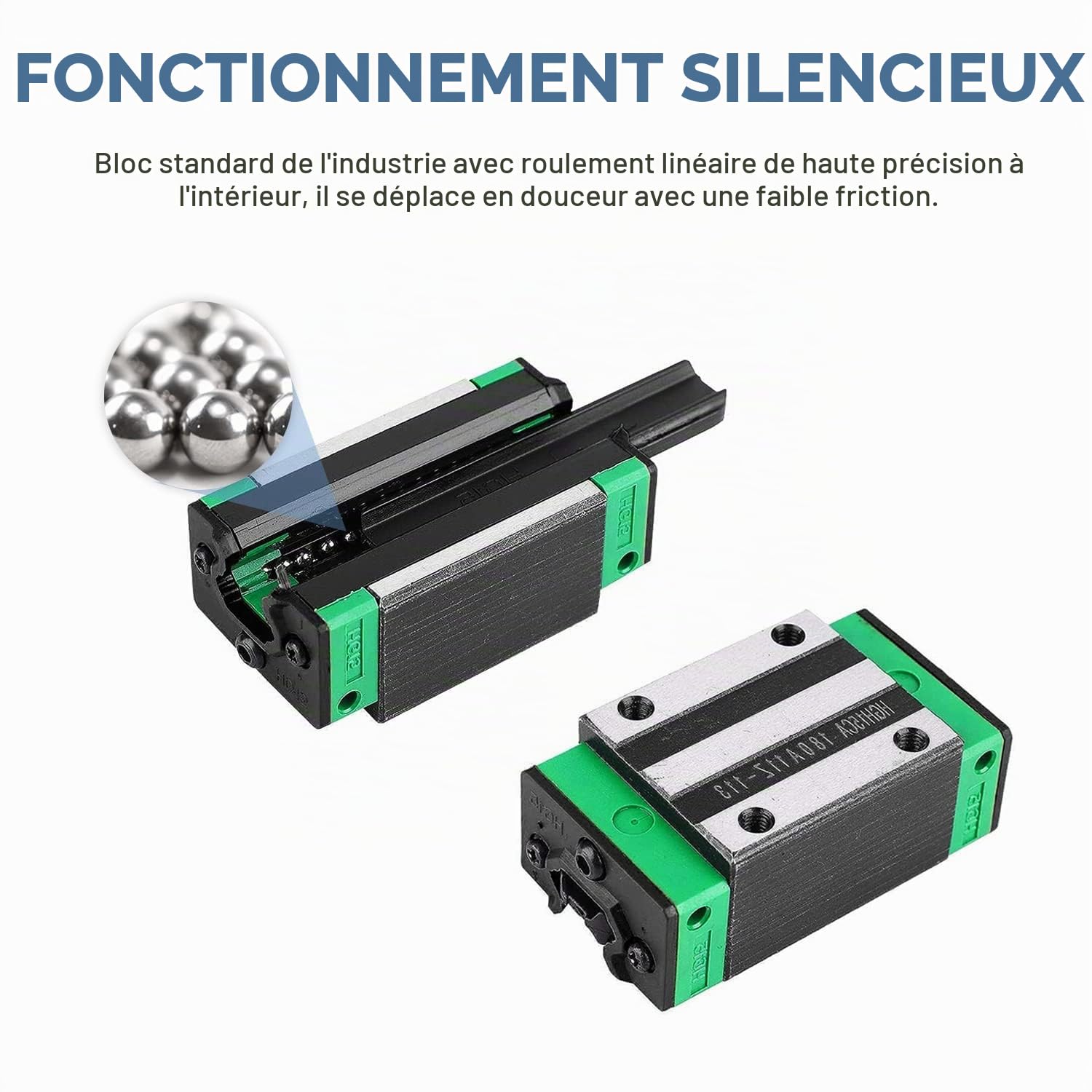 CNCMANS Guide linéaire 2 HGR20 1000mm Rail de guidage linéaire avec 4 blocs de roulement HGH20CA bloc coulissant, Rails et Roulements Linéaires pour machines automatisées