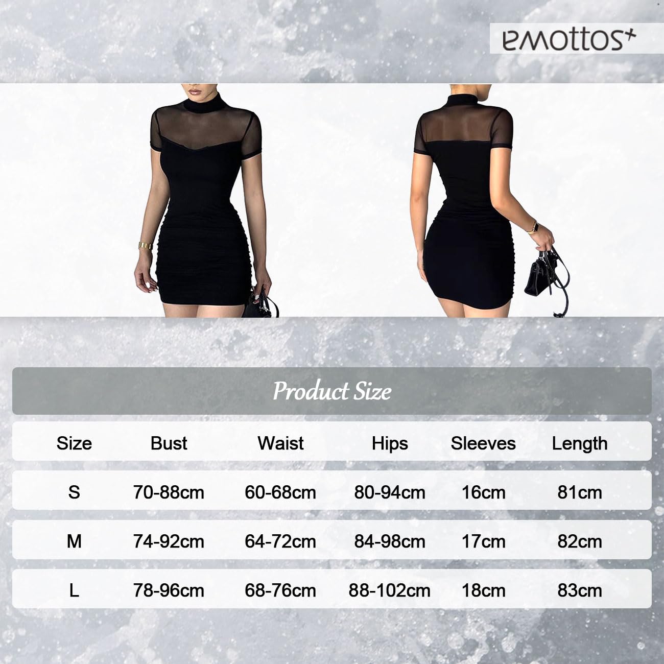 Mini Abito Sexy a Rete, Morbido Abito da Donna in Pizzo Patchwork Club Bodycon, Mezzo Collo Alto Pullover Abiti da Festa increspati