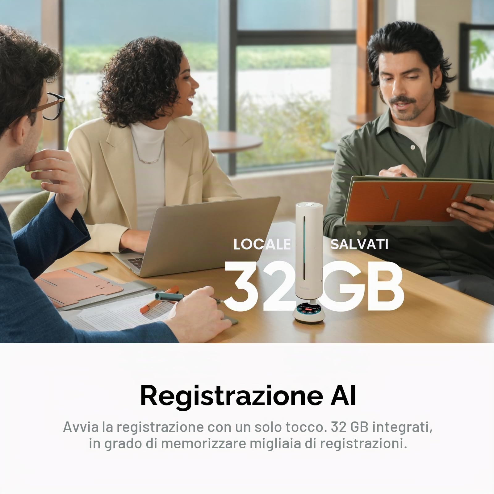 Insta360 WaveLink Pro Nero grafite - Vivavoce e cam 4K per sale riunioni, tracciamento interlocutori, acquisizione vocale 5m 360°, riduzione rumore, trascrizione e riepiloghi IA, plug & play