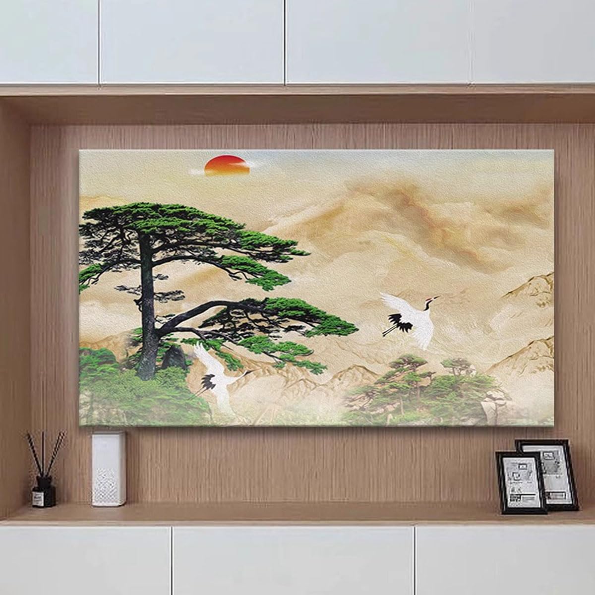 Funda for TV con impresión de paisaje for interiores, 32" a 85", poliéster a prueba polvo for televisores montados en la pared(A,65 70IN)