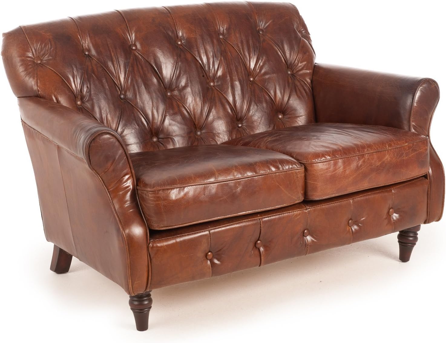 Ancient Mariner VINTAGE LEATHER BUTTON BACK 2 SEATER SOFA