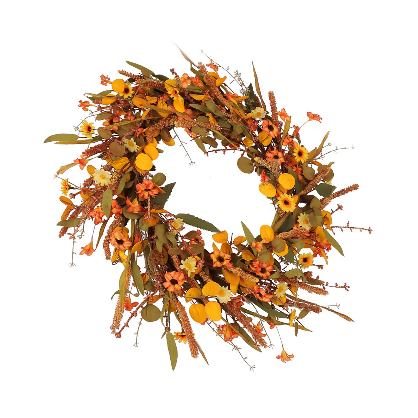 Elnwnnkc Artificial Wreath for Front Door Farmhouses Garden Thanksgiving Centerpieces Wreath for Indoor and Outdoor Decoration Wedding Celebration Decoration