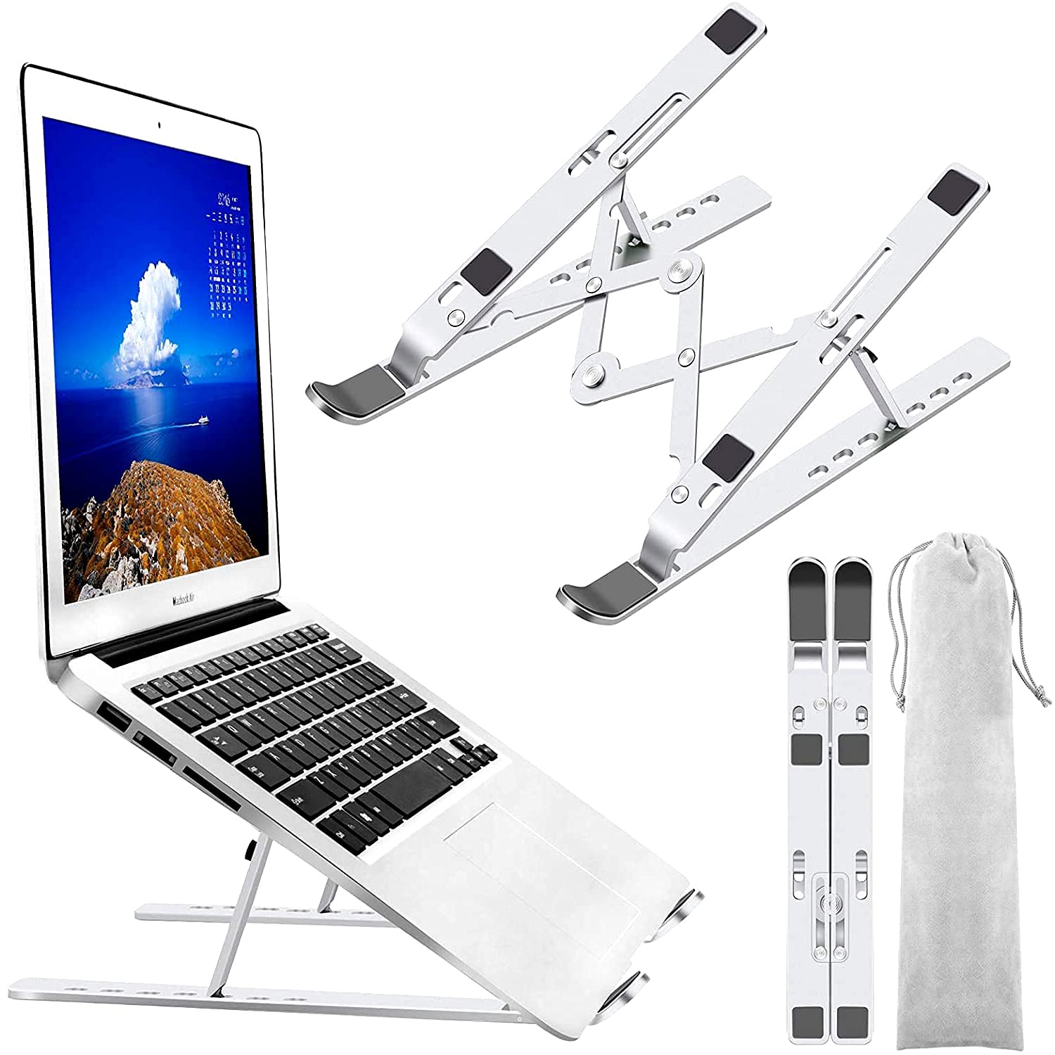 Softy Laptop Stand Adjustable Ergonomic Aluminum Laptop Stands Compatible with HP, Tablets Xiaomi, Dell, MacBook, HP Lenovo More 10-15.6’’ -Silver (B09DPTSW4L) Amazon Price History, Amazon Price Tracker