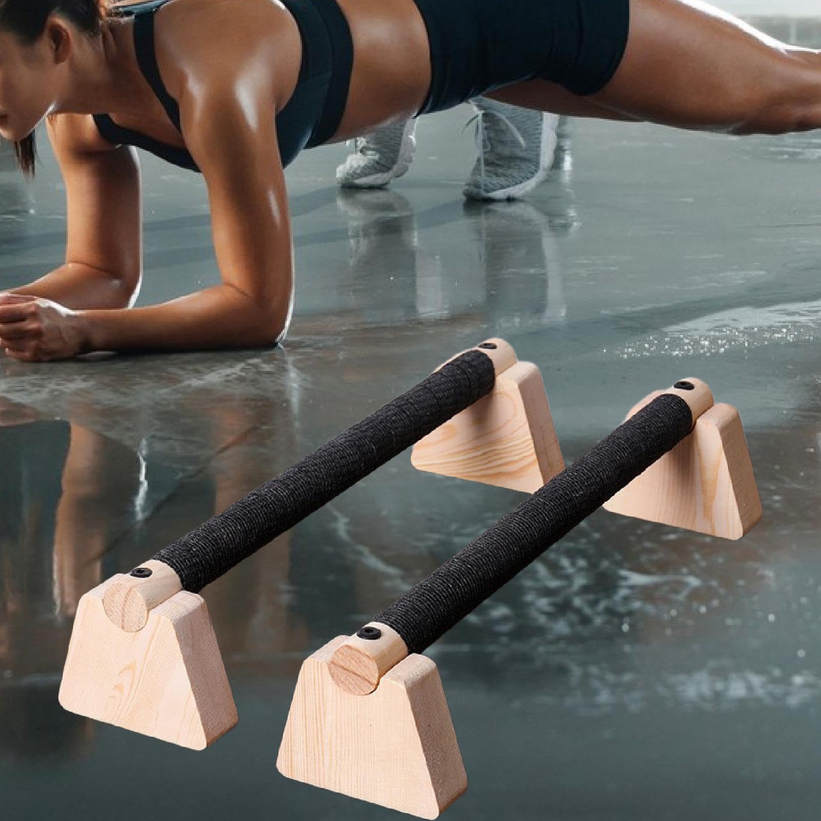 2 Pezzi di Barra per Flessioni in Legno, Parallele, Maniglie per Flessioni, Supporto Antiscivolo Portatile per Esercizi di Ginnastica E Allenamento.