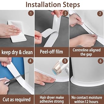 White Caulk Tape Waterproof Self Adhesive, Peel & Stick Caulking Strip