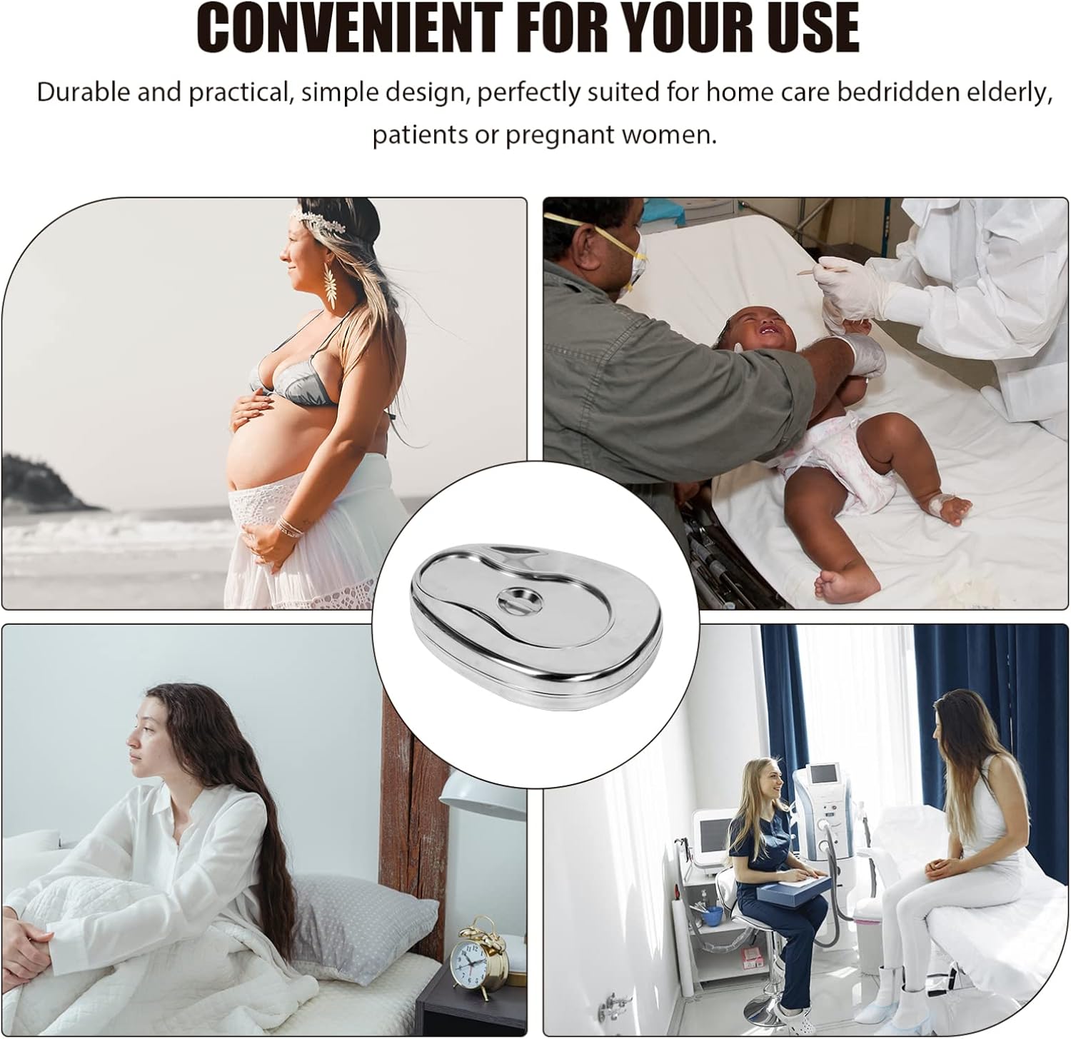 Cabilock 1pc Bedpan Portable Bedpan for Bedridden Elderly Pregnant Women Comfortable Design Easy to Clean for Home Hospital Use