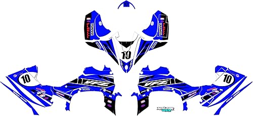 Kalair GFX Kit de gráficos para Yamaha YFZ 450 (2014-2019) Speed Series Blue 16 Mil - ATV UTV Dirt Bike Pegatinas de motocross cuádruple, accesorios